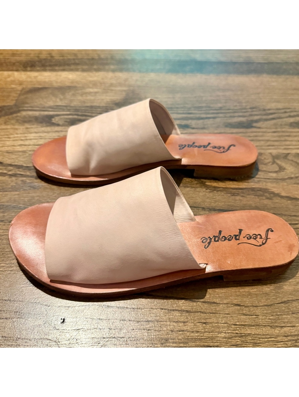 New Free People Vicente Leather Slide Sandals "Natural" SZ 39.5 US SZ 9.5 - Picture 3 of 6